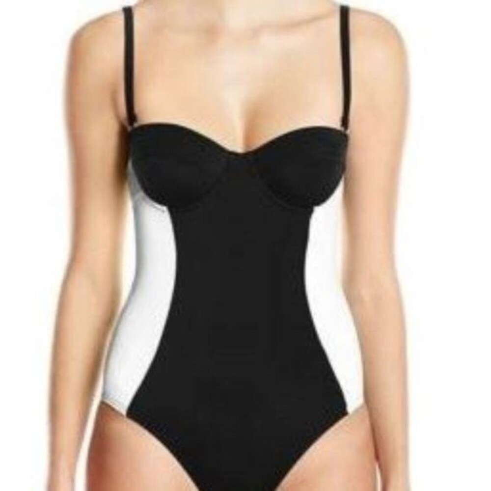 ECHO Colorblocked Bandeau One Piece Swimsuit with Removable Straps